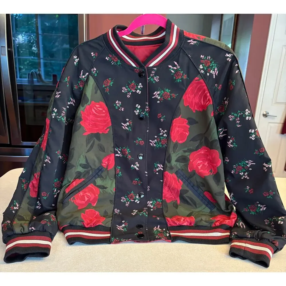 COACH Varsity Bomber Reversible Jacket in Black and Dark Red, EUC
